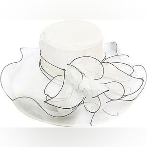 🌹Kentucky Derby,Tea Parties Organza Fascinator Sun Hat in White & Black